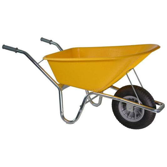 Construction wheelbarrow 100lt yellow plastic